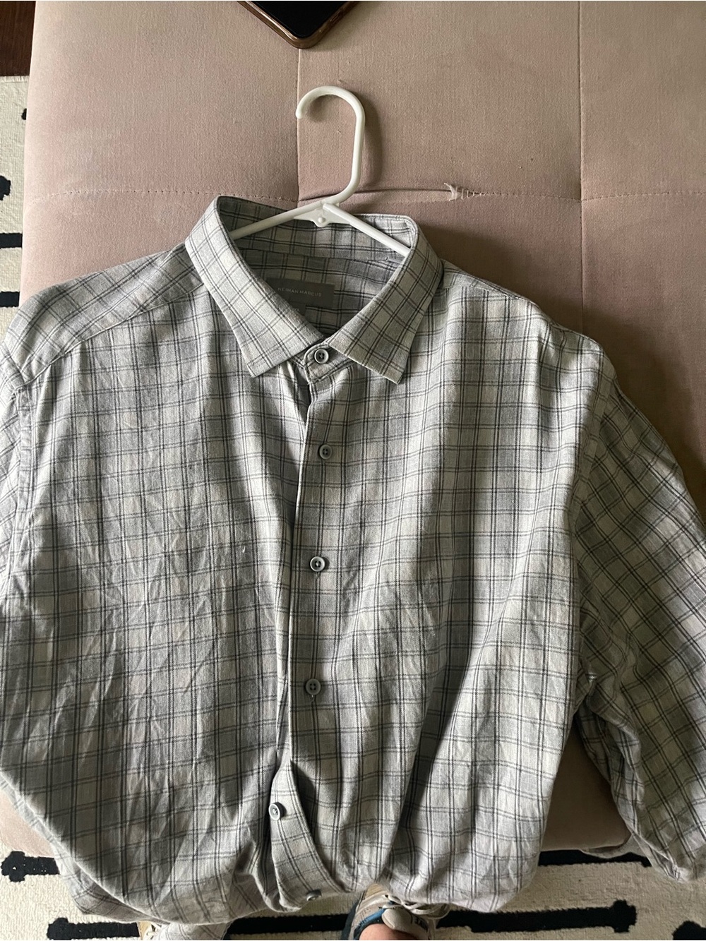 Neiman Marcus Men's Gray Plaid Button-Down Shirt